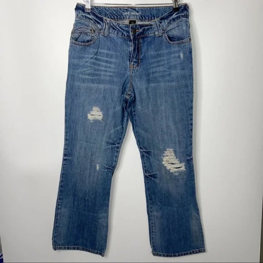 Lane Bryant Women’s Size 14 Distressed Jeans Medium Wash 100% Cotton